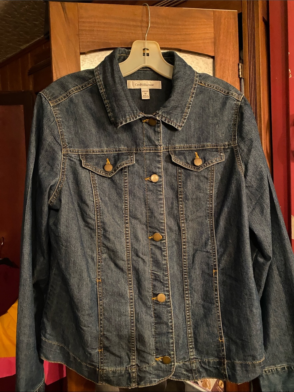 croft & barrow Dark Blue Denim Jacket with Brass Buttons